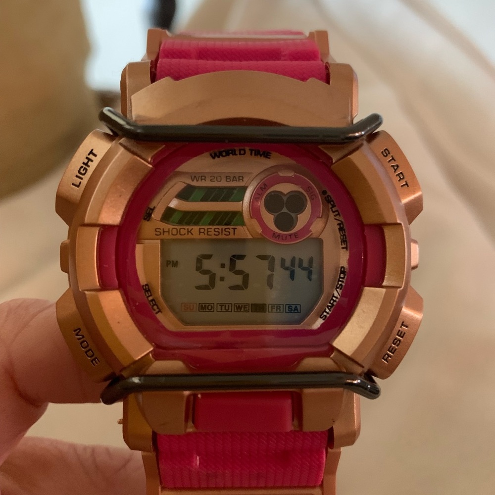 Hot pink shock resist waterproof sports watch